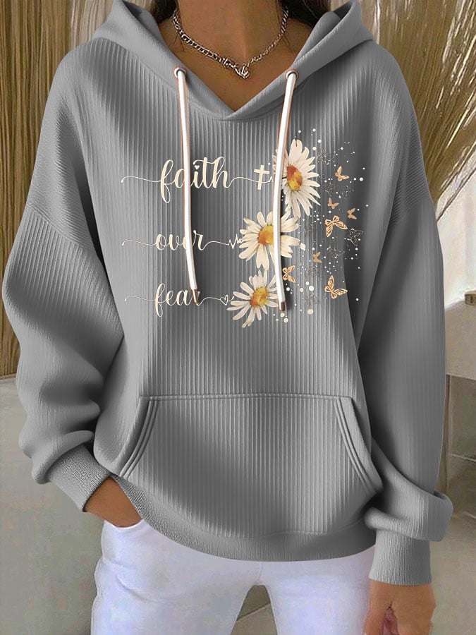 Women's Faith Print Casual Hoodie