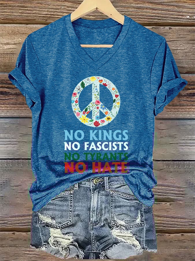 🔥Buy 3 Get 15% Off🔥Women's No Kings No Fascists Print T-shirt