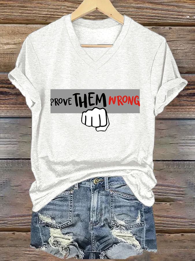 Women's Commemorative Print V Neck T-shirt