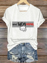 Women's Commemorative Print V Neck T-shirt