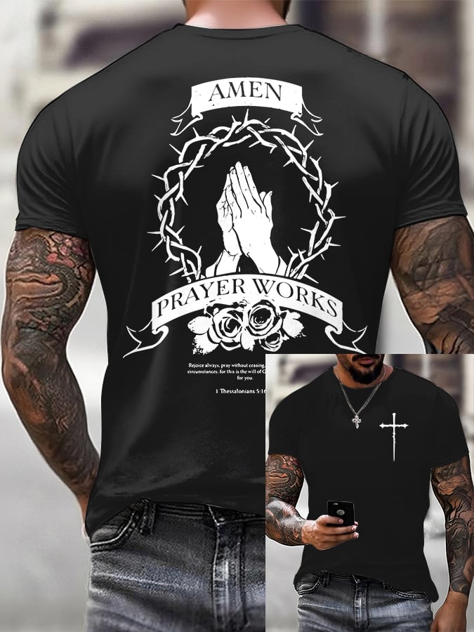 Men'S Casual Prayer Work Printed T-Shirt