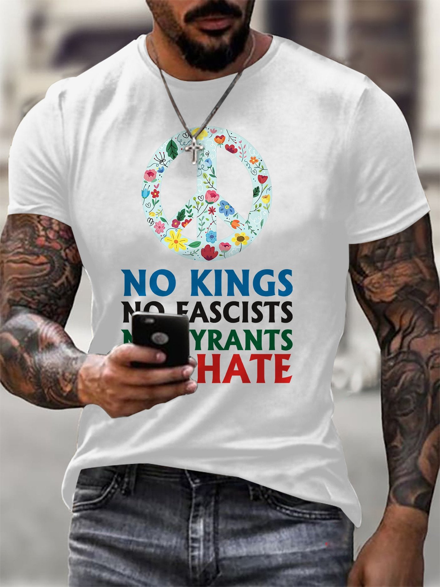 🔥Buy 3 Get 15% Off🔥Men's No Kings No Fascists Print T-Shirt