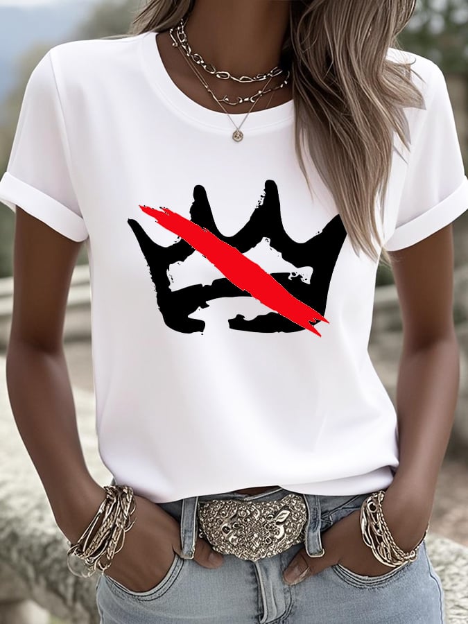 🔥Buy 3 Get 15% Off🔥Women's No Kings Print V Neck T-shirt