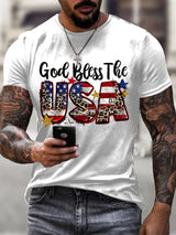 Men'S Casual God Bless America Faith Short-Sleeved T-Shirt
