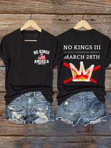 🔥Buy 3 Get 15% Off🔥V-Neck Retro No Kings III 50 State Nationwide Protest March 28th No Kings In America Since 1776 Print T-Shirt