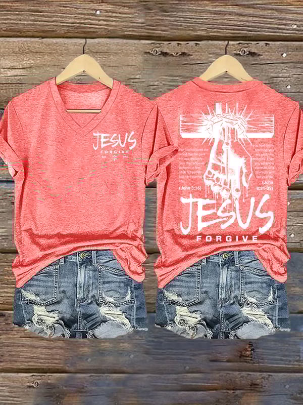 Women's  Jesus Loves You Chirtsian printing T-Shirt