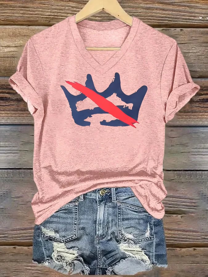 🔥Buy 3 Get 15% Off🔥V-neck Women's  America has no kings Printed Casual T-Shirt