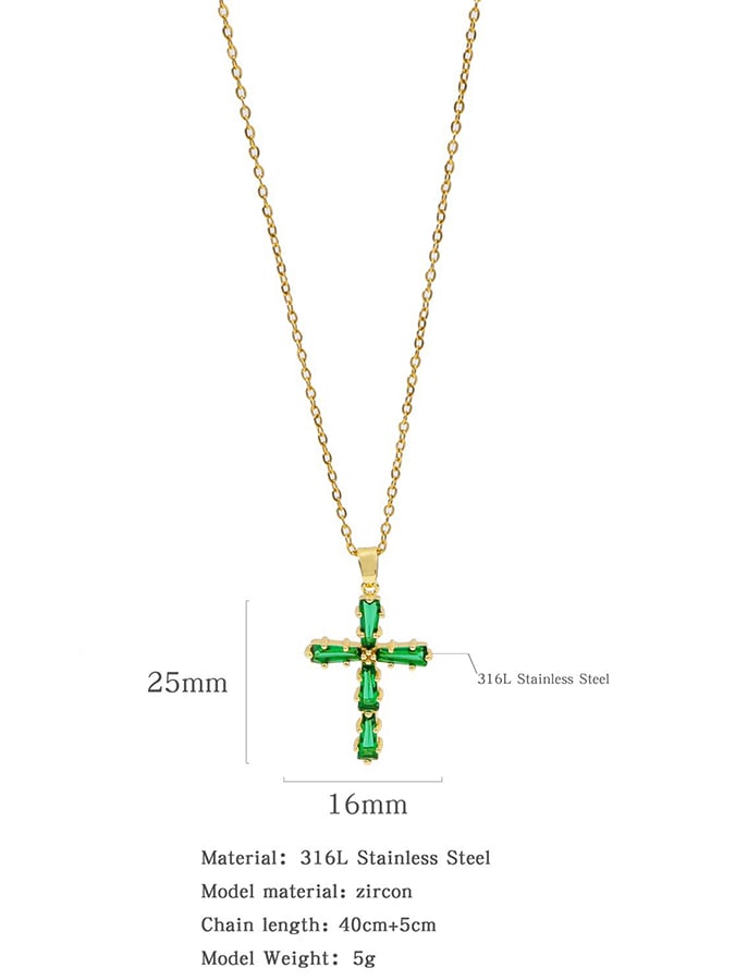 Fashionable Colorful Zircon Cross Necklace For Men And Women