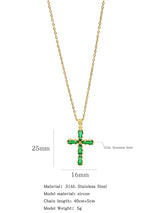 Fashionable Colorful Zircon Cross Necklace For Men And Women