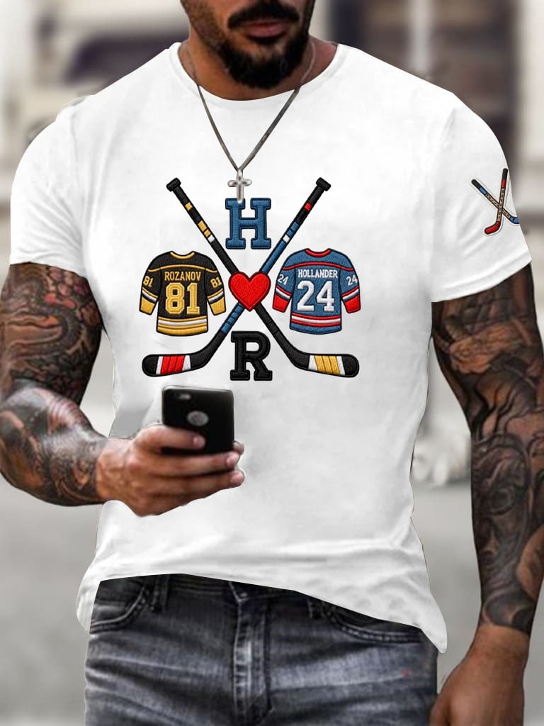 Men's Hockey Romance Print T-Shirt