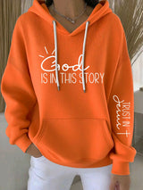 Women's casual retro God is good faith ribbed sweatshirt