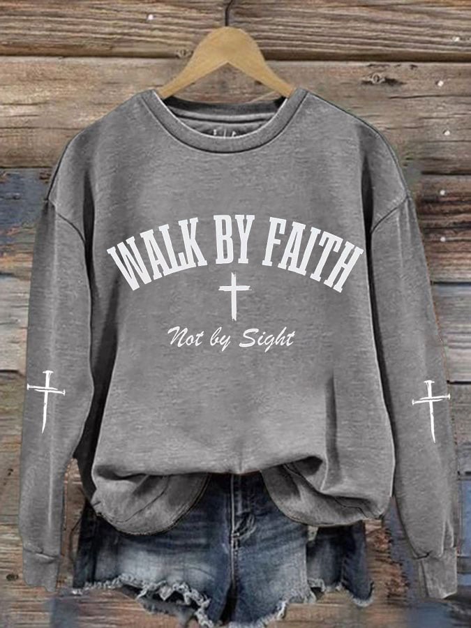 Women's Walk by Faith Not by Sight Print Casual Hoodie