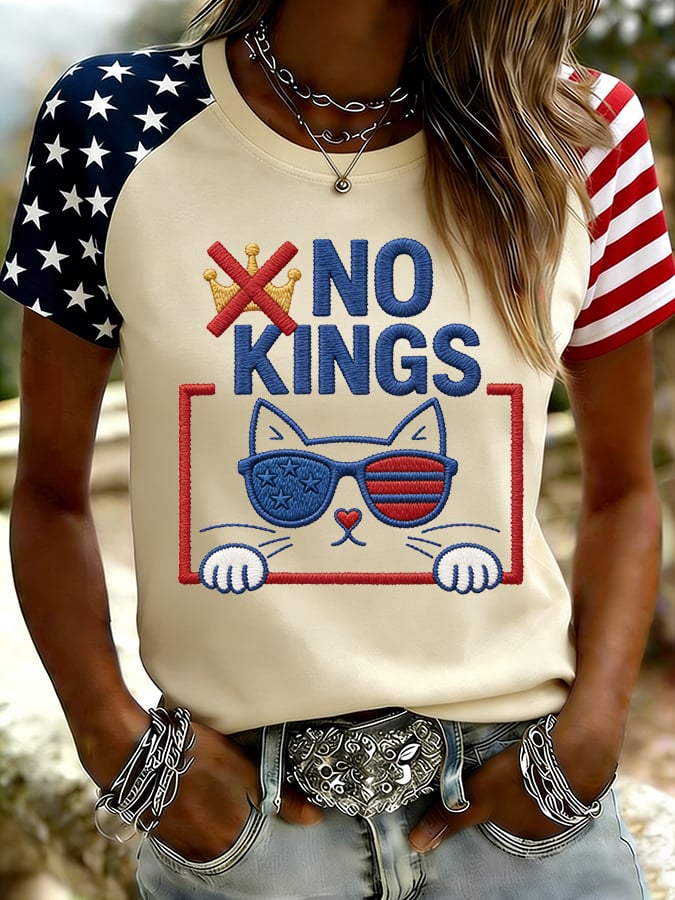 🔥Buy 3 Get 15% Off🔥Women's No Kings Print Raglan Sleeve T-Shirt