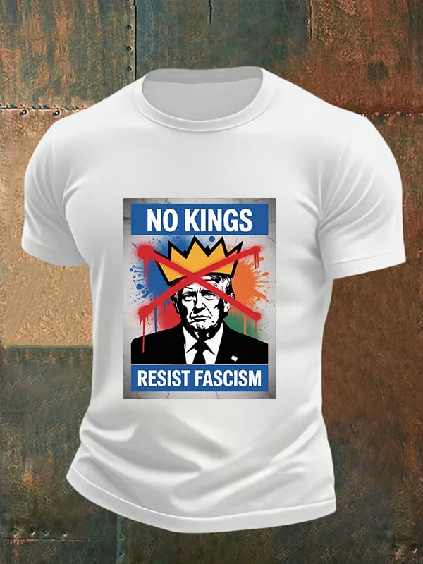 🔥Buy 3 Get 15% Off🔥Men's   NO KINGS RESIST FASCISM T-shirt