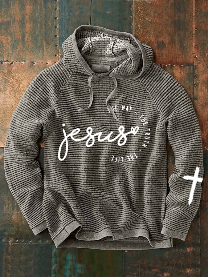 Men'S Jesus The Way The Truth The Life Print Long Sleeve Hoodie
