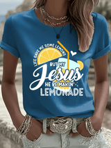 Women's  Life Gave Me Some Lemons, But My Jesus Turned Them Into Lemonade Faith Print  Shirt