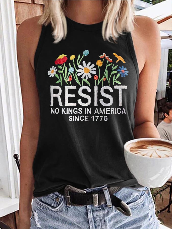 🔥Buy 3 Get 15% Off🔥Retro Retro Resist No Kings In America Since 1776 Print Tops Tank