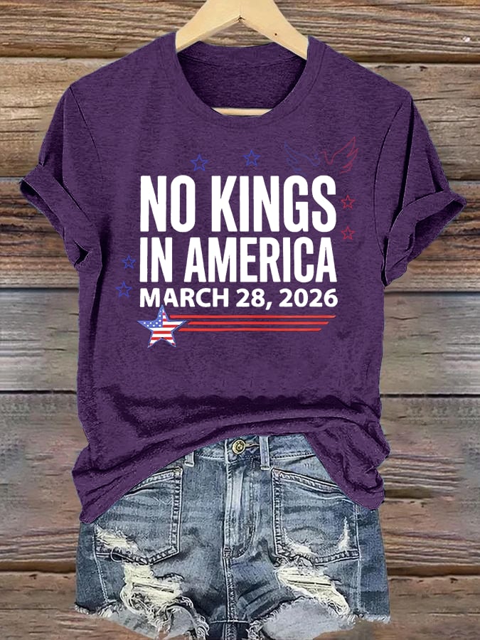 🔥Buy 3 Get 15% Off🔥Women's  NO KINGS IN AMERICA  Print  T-Shirt