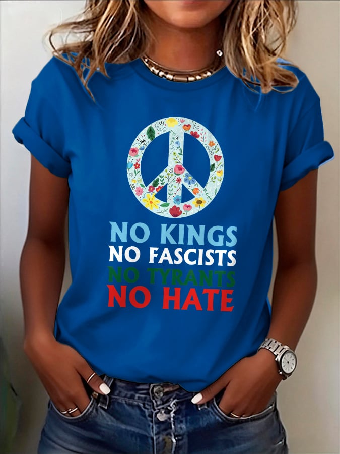 🔥Buy 3 Get 15% Off🔥Women's No Kings No Fascists Print T-Shirt