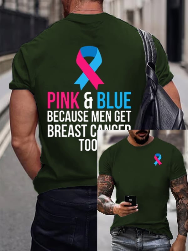 Men's  Casual Breast Cancer Print T-Shirt