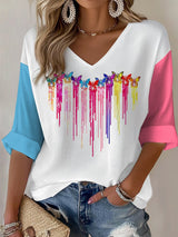 Women's Breast Cancer Color Print Waffle T-Shirt