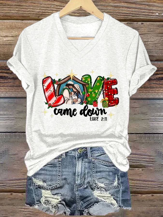 Women'S Casual Faith "Love Has Come" Printed Short-Sleeved T-Shirt