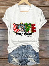 Women'S Casual Faith "Love Has Come" Printed Short-Sleeved T-Shirt