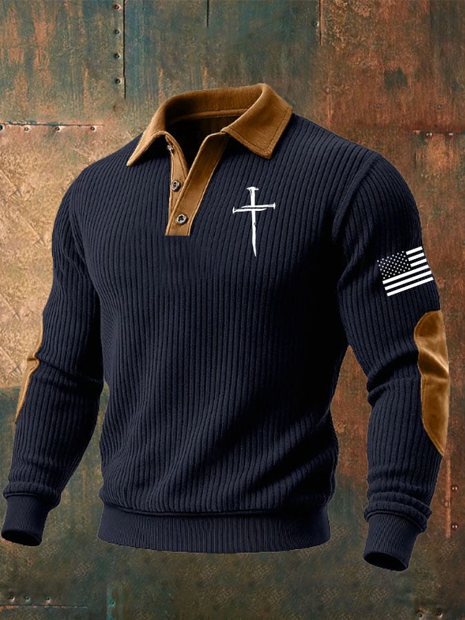 Men'S Faith Cross Print Casual Sweatshirt