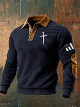 Men'S Faith Cross Print Casual Sweatshirt