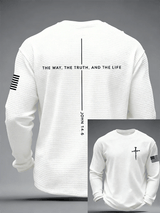 Men's Jesus The Way The Truth The Life Cross Waffle Long Sleeve T-Shirt