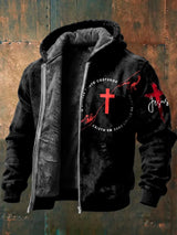 Men's Faith Print Arctic Velvet Zip-Up Jacket