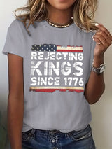 🔥Buy 3 Get 15% Off🔥Women's Rejecting Kings Since 1776 Print  T-Shirt