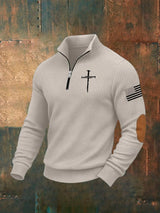 Men's Faith Cross Print Zip-Up Sweatshirt