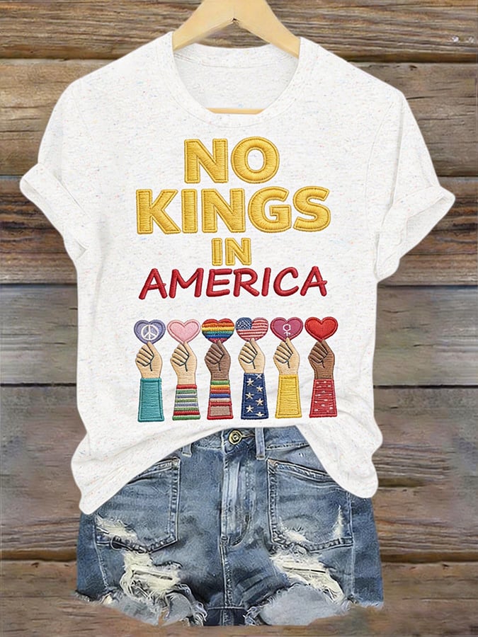 🔥Buy 3 Get 15% Off🔥V-Neck Retro No Kings III 50 State Nationwide Protest March 28th Print T-Shirt