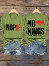 🔥Buy 3 Get 15% Off🔥V-Neck Retro No Kings In America Print T-Shirt