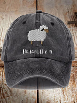 Unisex Distressed Washed Cotton Faith He Left The 99 To Rescue Me Hat