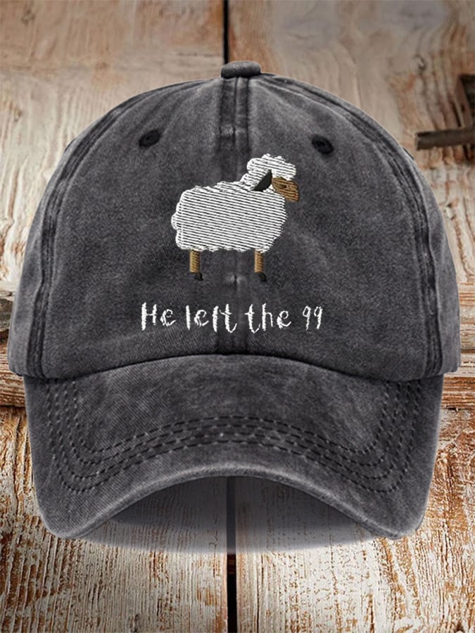 Unisex Distressed Washed Cotton Faith He Left The 99 To Rescue Me Hat