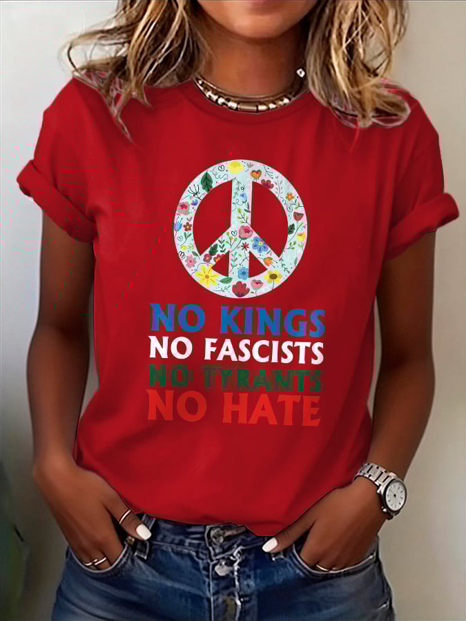 🔥Buy 3 Get 15% Off🔥Women's No Kings No Fascists Print T-Shirt