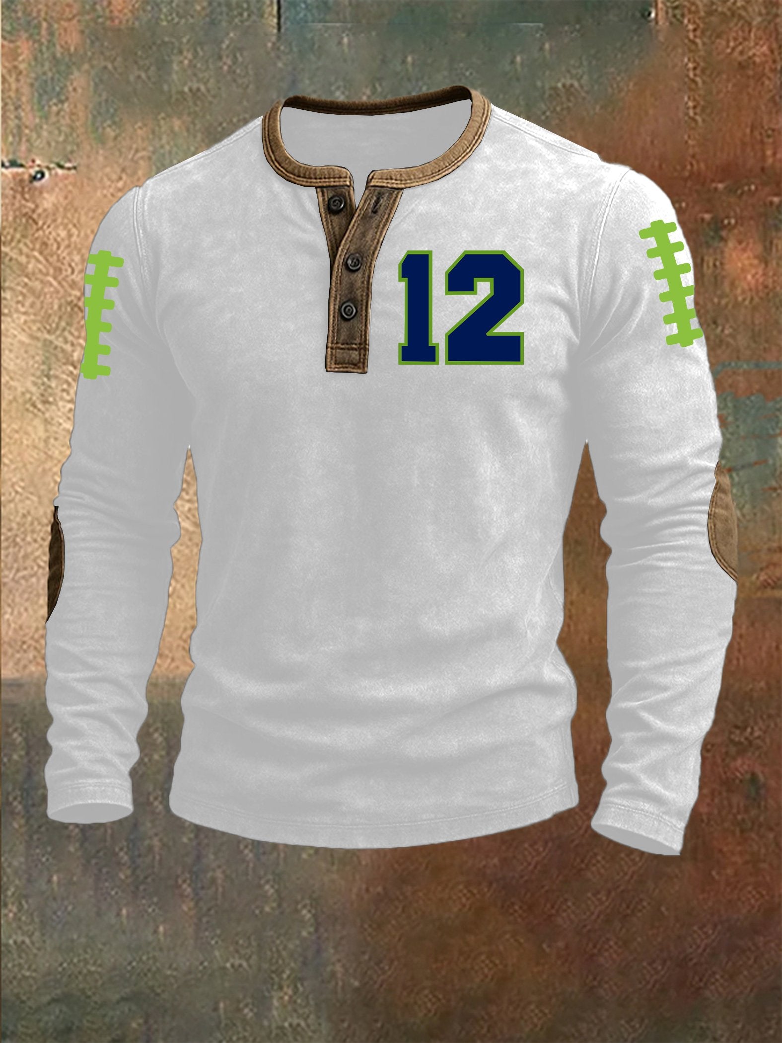 Men's Rugby Print Henley Top