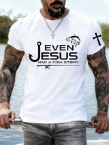 Men's Jesus Also Told The Story Of The Fish Printed T-Shirt