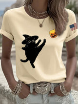 🔥Buy 3 Get 15% Off🔥Women's casual black cat FDT resistance T-shirt