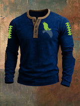 Men's Rugby Print Henley Top