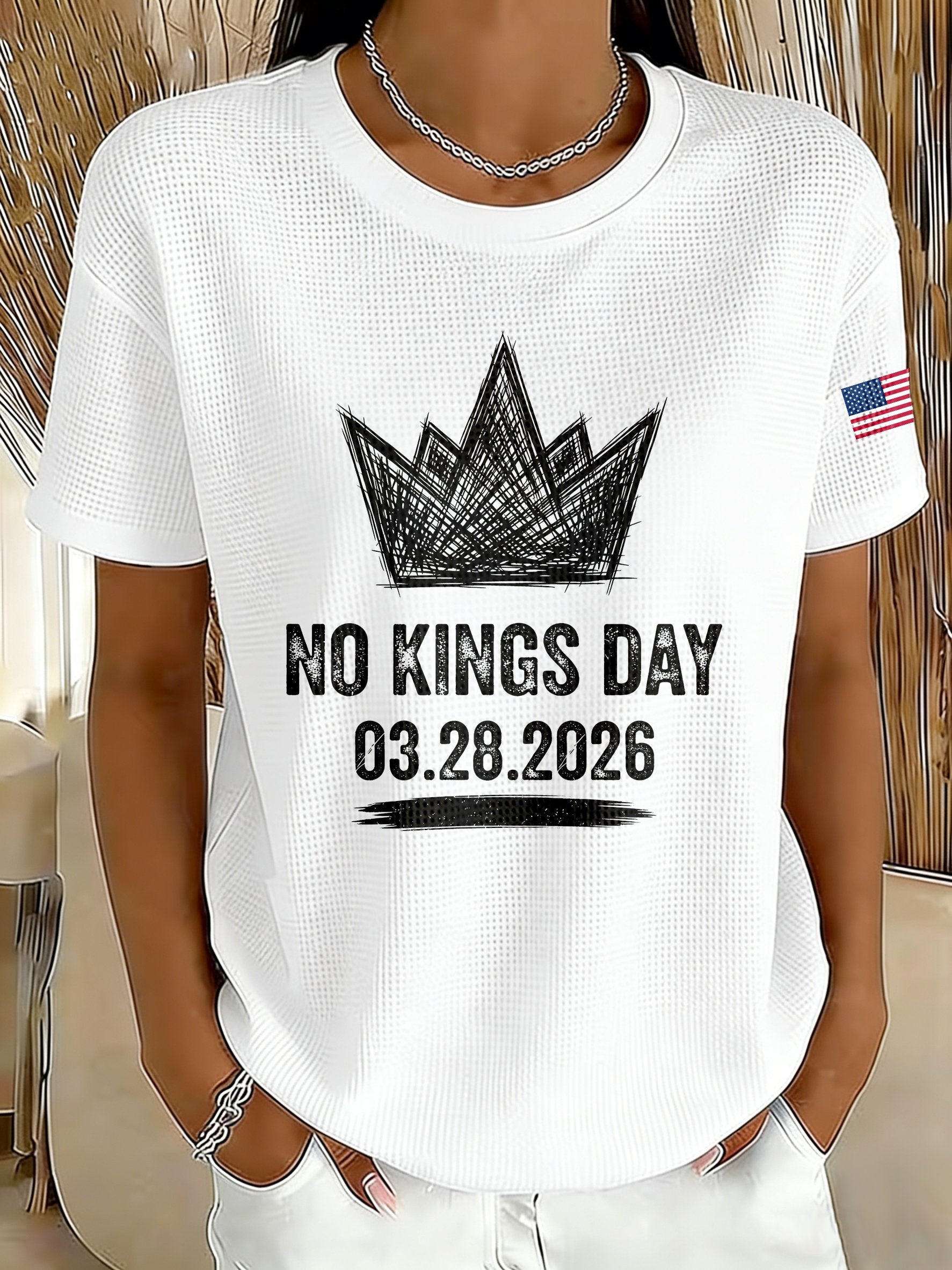 🔥Buy 3 Get 15% Off🔥Women's No Kings Day March 28 2026 Printed Short-Sleeved T-Shirt