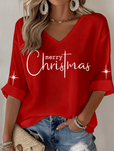 Women's Christmas Faith Print Waffle Long Sleeve T-Shirt