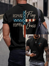 🔥Buy 3 Get 15% Off🔥Men's Stand For The Flag Kneel For The Cross Printed Casual T-Shirt