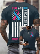Men'S Casual Breast Cancer Print T-Shirt