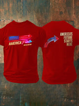 Men's Retro America Fest 2025 America's Future Starts Here Print T-Shirt