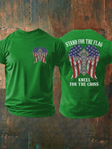 Men's Stand For The Flag Kneel For The Cross Print T-Shirt