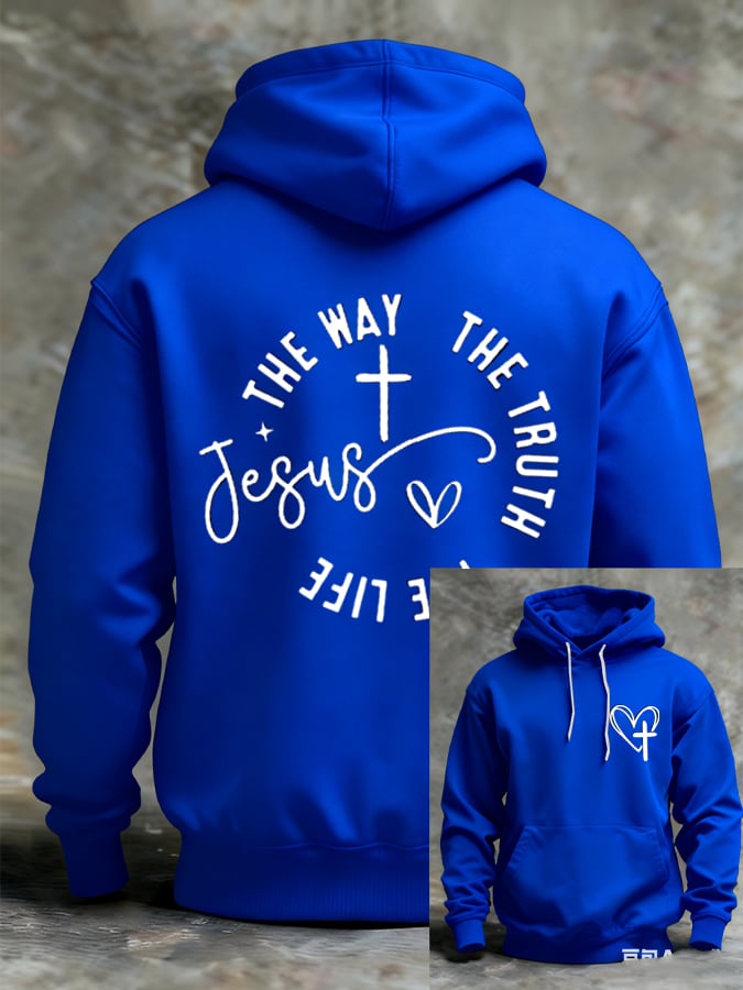 Men's Faith Print Casual Hooded Sweatshirt