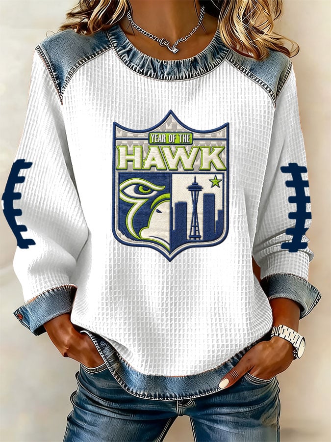 Women's Football Print Long-Sleeved Sweatshirt